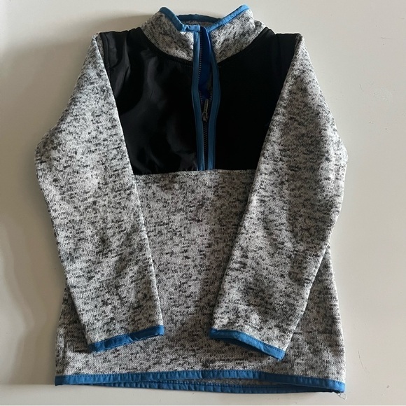Nautica Pullover sweater with zipper. Boys(5) Gray, and black/ blue accents. - Picture 6 of 9